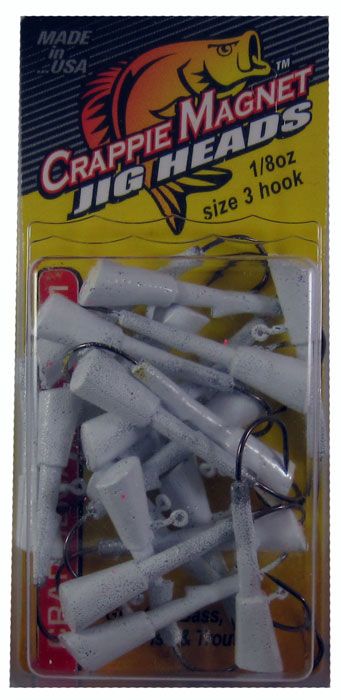 Lelands Lures Crappie Magnet 1/8oz White Jig Head 25pk