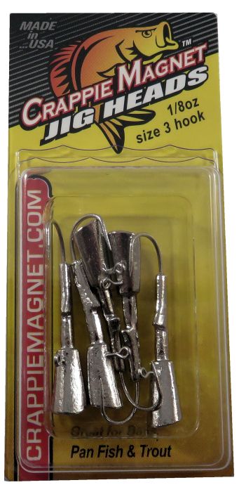 Lelands Lures Crappie Magnet 1/8oz Silver Jig Heads 5pk